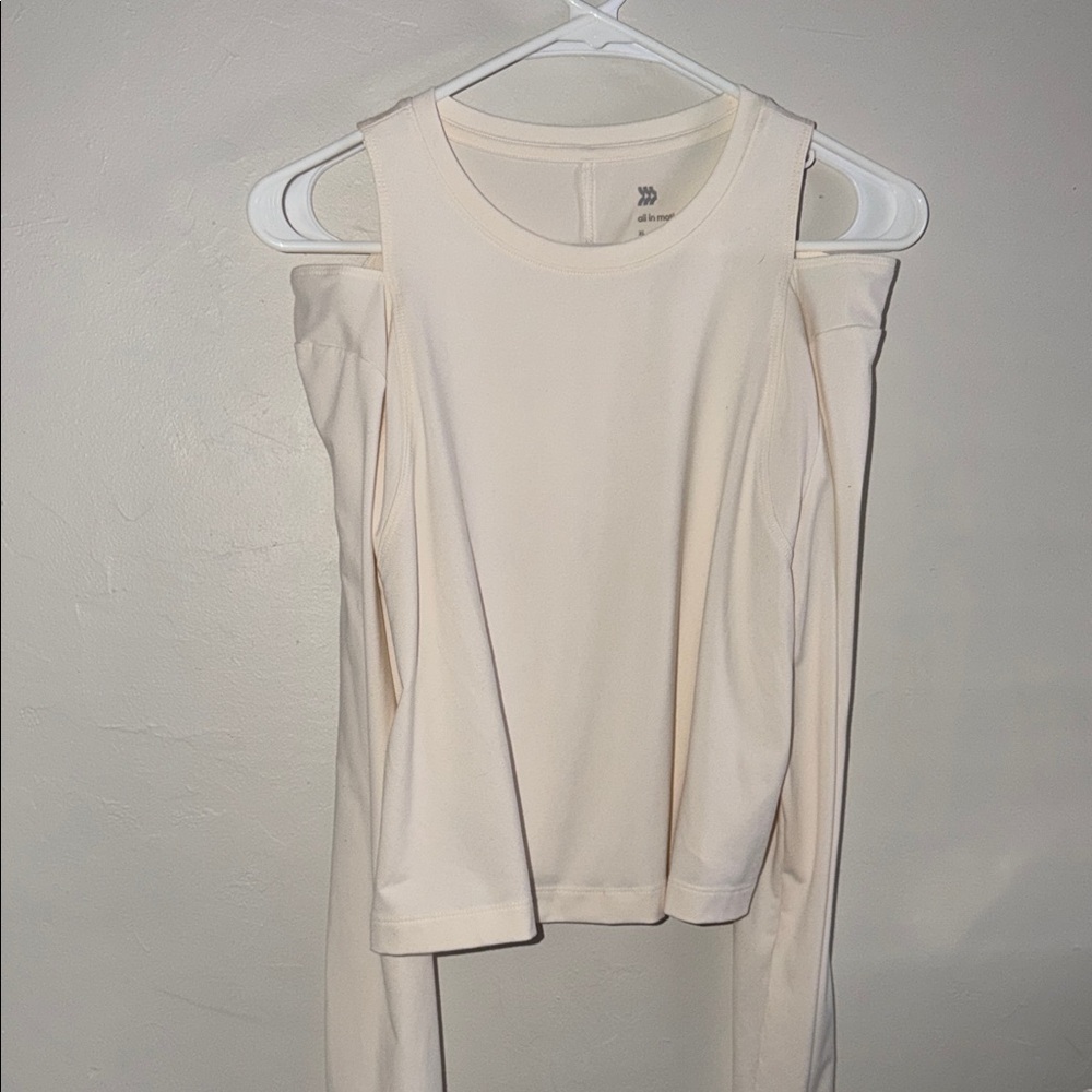 All in Motion Cream Cold Shoulder Long Sleeve Top